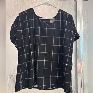 MELLODAY Black and White Grid Blouse